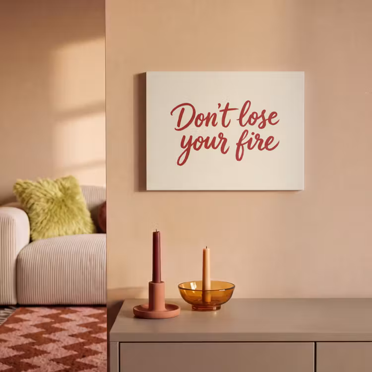 Akoestisch schilderij - Don't lose your fire - Rood - Wit - Minimalistisch — 2