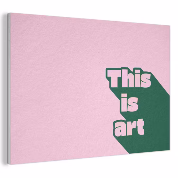Akoestisch schilderij - Groen - Tekst - This is art - Roze — 1