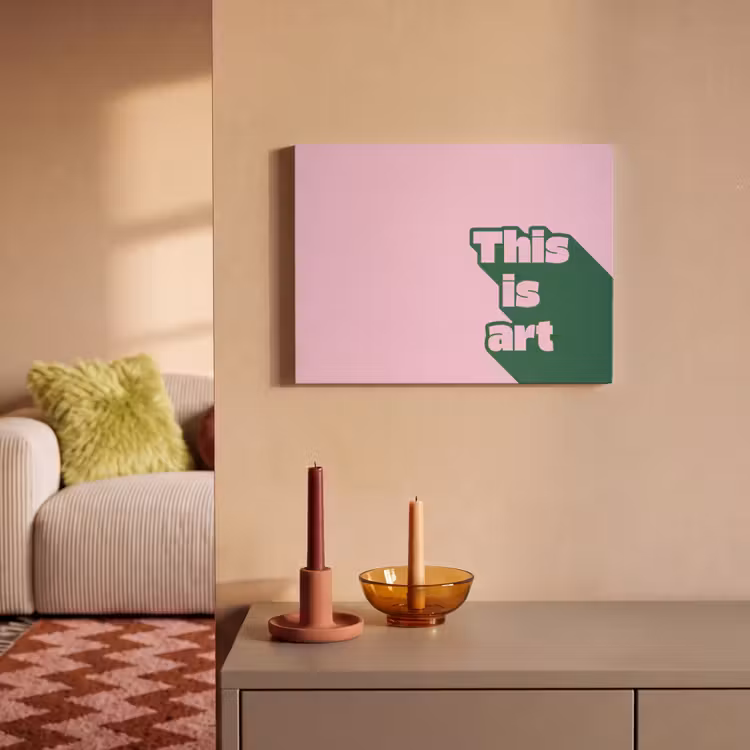 Akoestisch schilderij - Groen - Tekst - This is art - Roze — 2