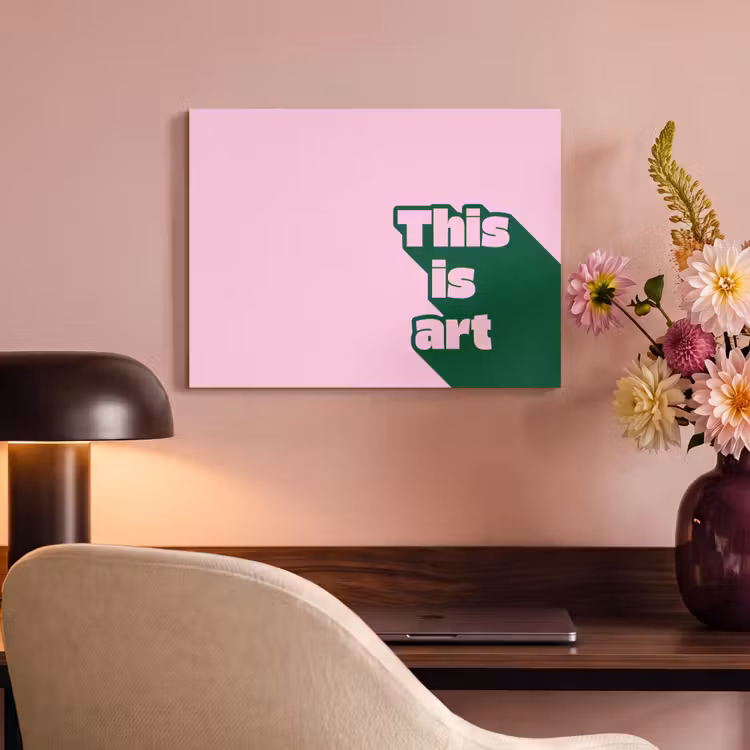 Akoestisch schilderij - Groen - Tekst - This is art - Roze — 4