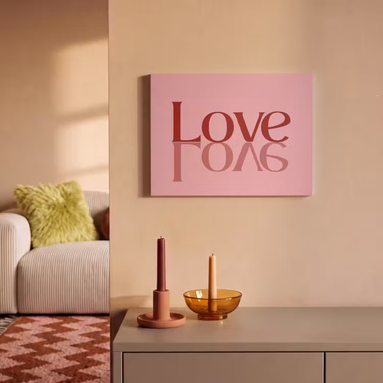Akoestisch schilderij - Love - Roze - Spiegeling — 2
