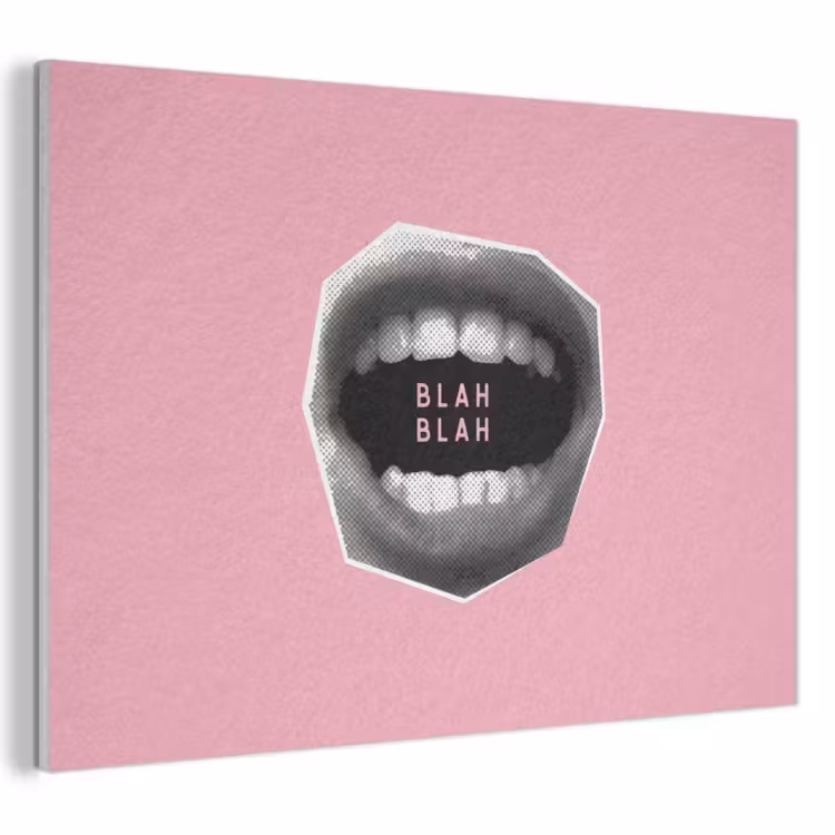Akoestisch schilderij - Mond - BLAH BLAH - Roze — 1
