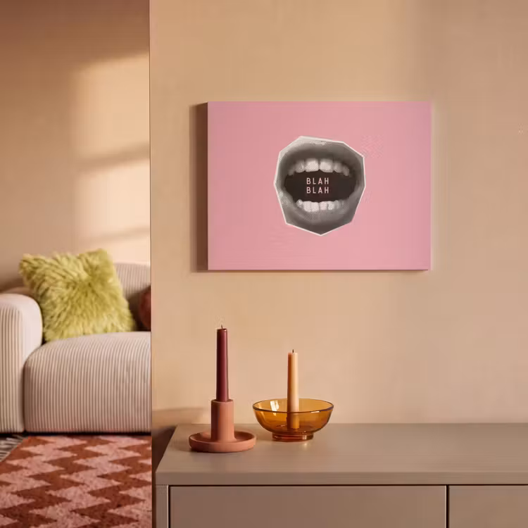 Akoestisch schilderij - Mond - BLAH BLAH - Roze — 2