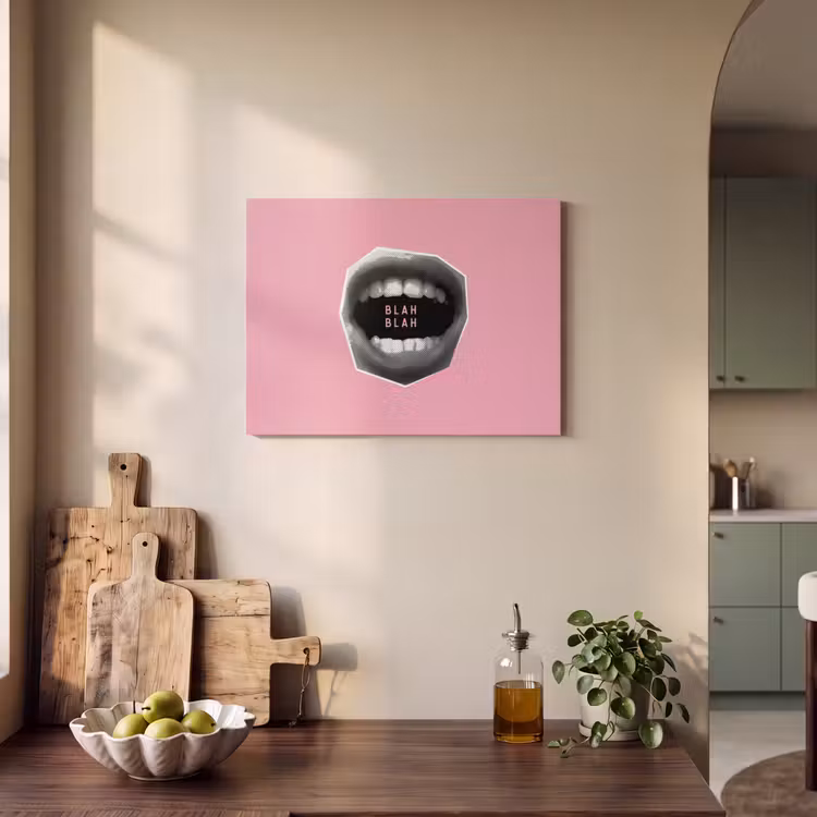 Akoestisch schilderij - Mond - BLAH BLAH - Roze — 3