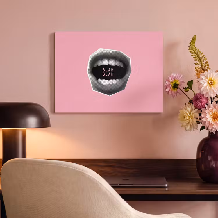 Akoestisch schilderij - Mond - BLAH BLAH - Roze — 4