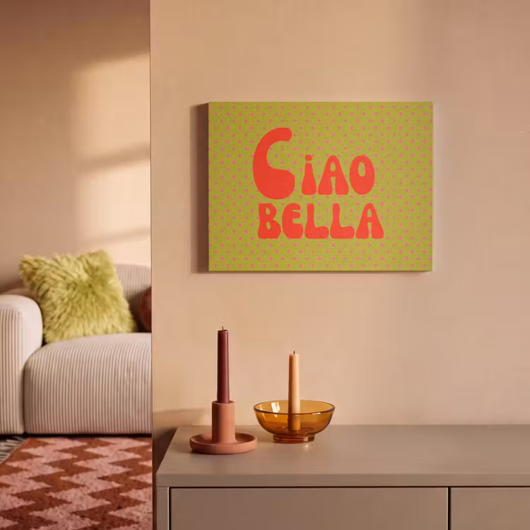Akoestisch schilderij - Ciao bella - Rood - Groen - Stippen — 2