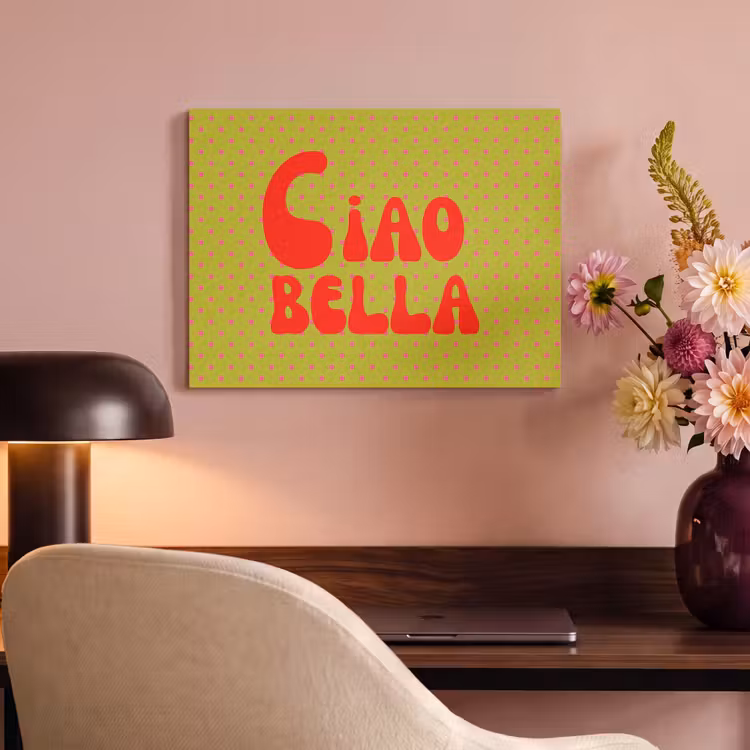 Akoestisch schilderij - Ciao bella - Rood - Groen - Stippen — 4