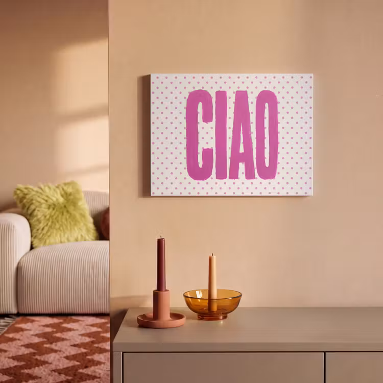 Akoestisch schilderij - Ciao - Stippen - Roze - Wit — 2