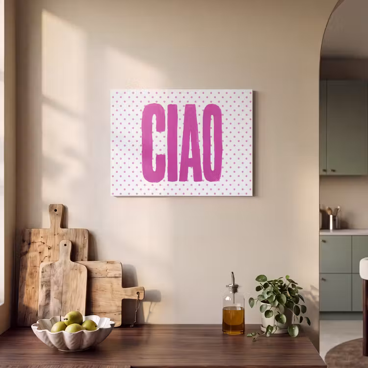 Akoestisch schilderij - Ciao - Stippen - Roze - Wit — 3