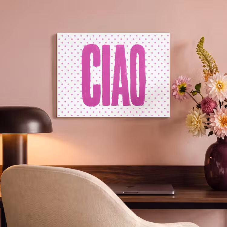 Akoestisch schilderij - Ciao - Stippen - Roze - Wit — 4