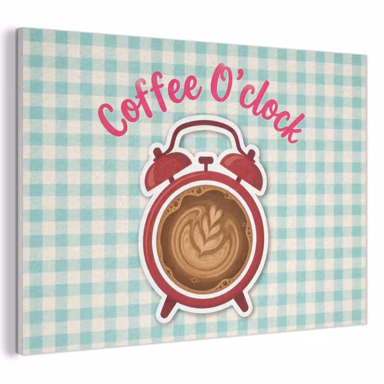 Akoestisch schilderij - Koffie - Klok - Groen — 1