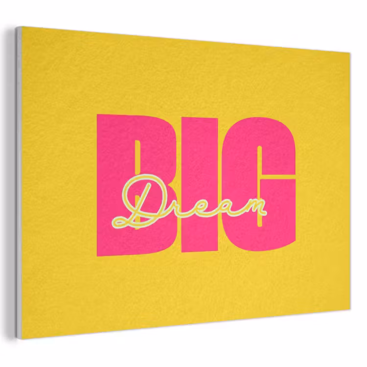 Akoestisch schilderij - Dream big - Geel - Roze — 1