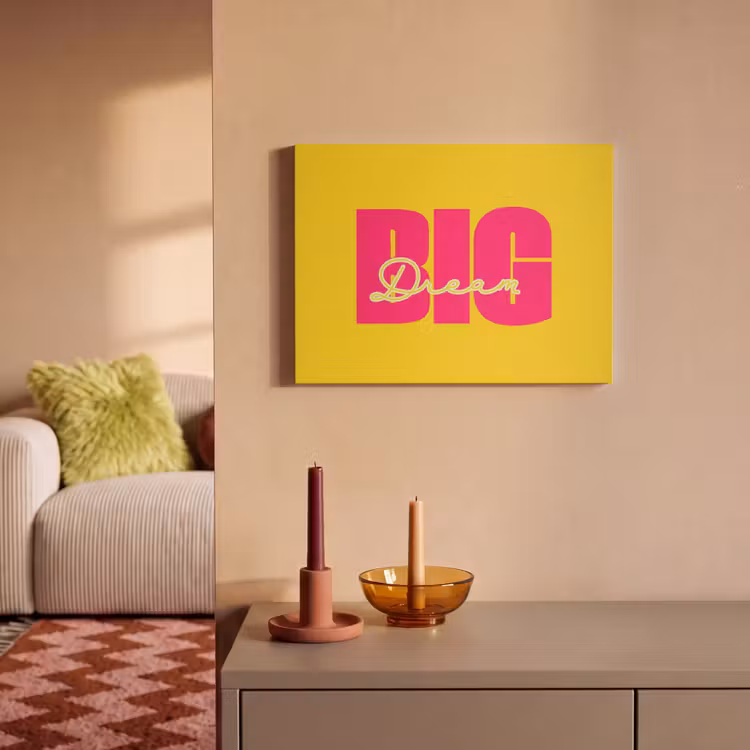 Akoestisch schilderij - Dream big - Geel - Roze — 2