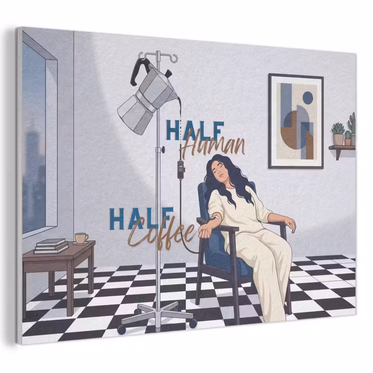 Akoestisch schilderij - Half human, Half Coffee - Infuus - Koffie — 1