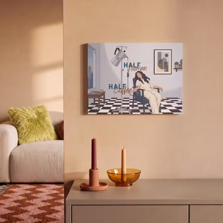 Akoestisch schilderij - Half human, Half Coffee - Infuus - Koffie — 2