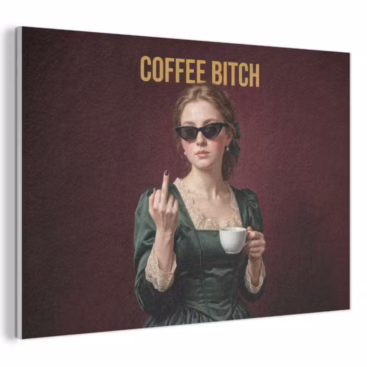 Akoestisch schilderij - Koffie - Vrouw - Middelvinger — 1