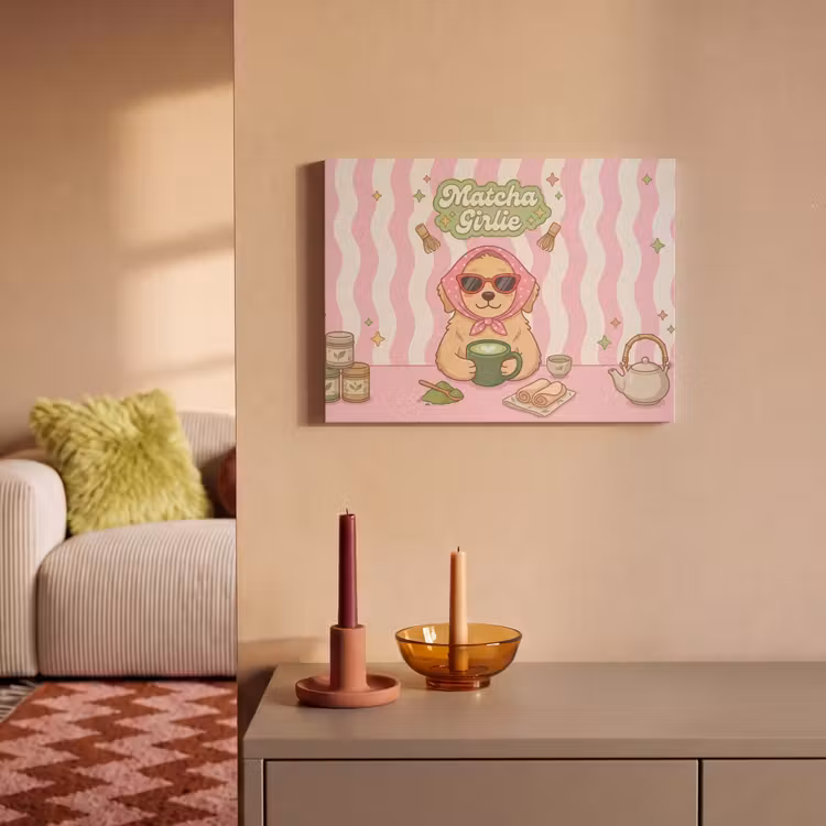 Akoestisch schilderij - Matcha - Hond - Roze - Groen — 2