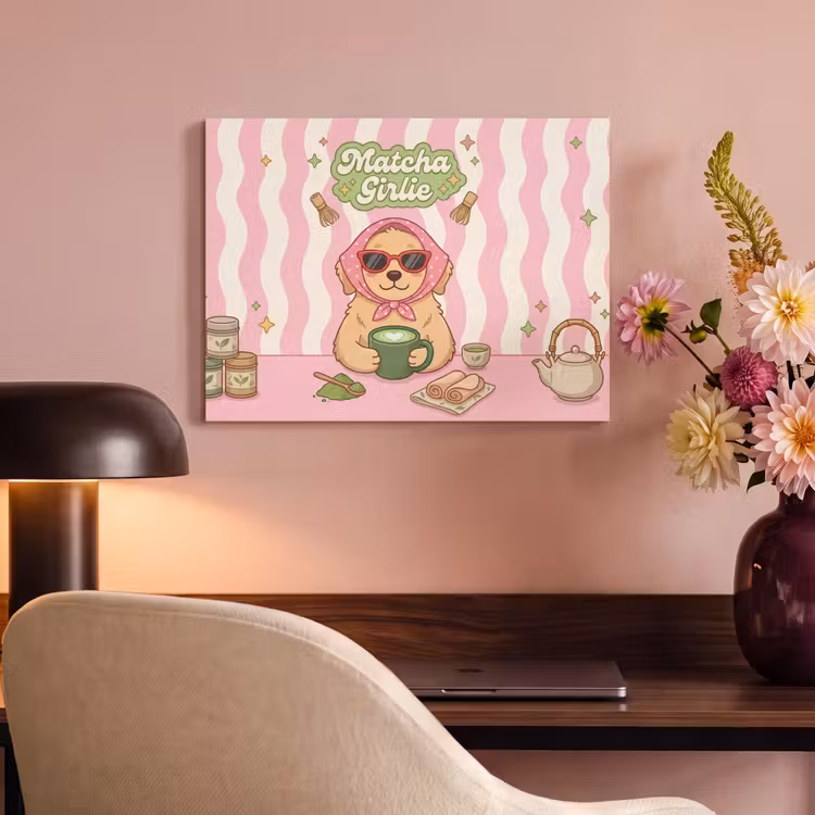 Akoestisch schilderij - Matcha - Hond - Roze - Groen — 4