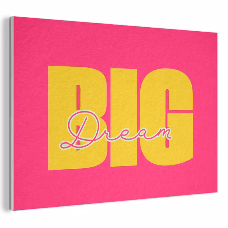 Akoestisch schilderij - Dream big - Roze - Geel - Minimalistisch — 1