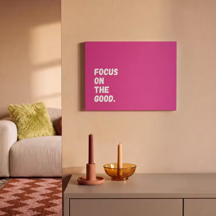 Akoestisch schilderij - Focus on the good - Roze - Simple — 2