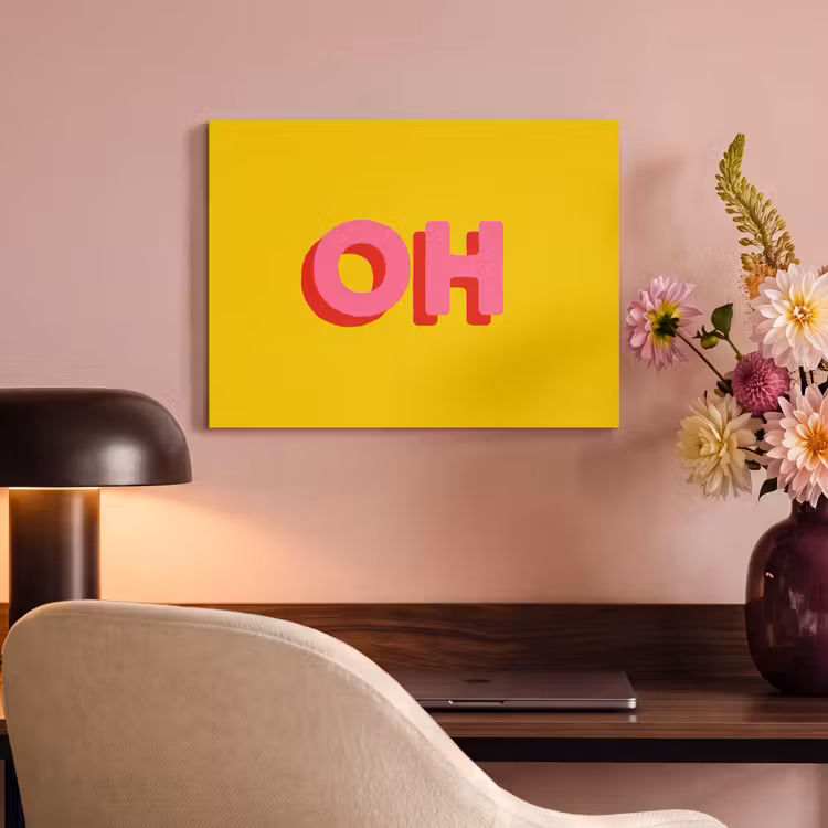 Akoestisch schilderij - Geel - Roze - Oh - 3D — 4