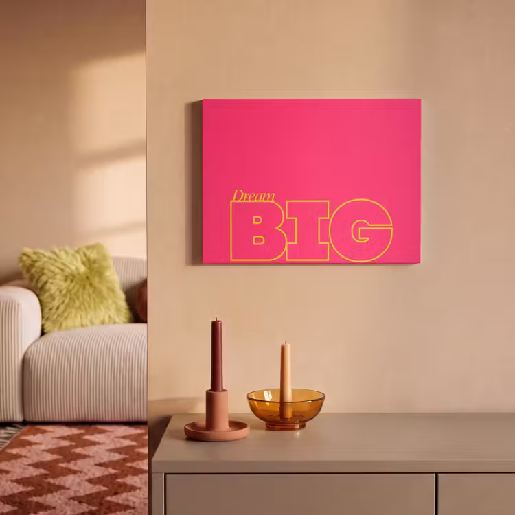 Akoestisch schilderij - Minimalistisch - Roze - Dream big - Grafisch — 2