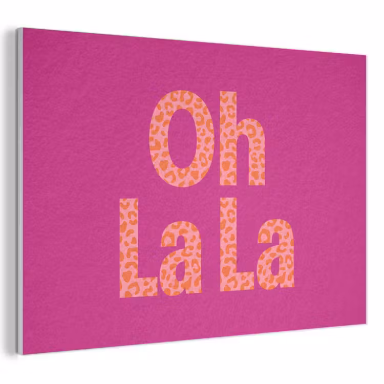 Akoestisch schilderij - Oh la la - Luipaardprint - Roze — 1