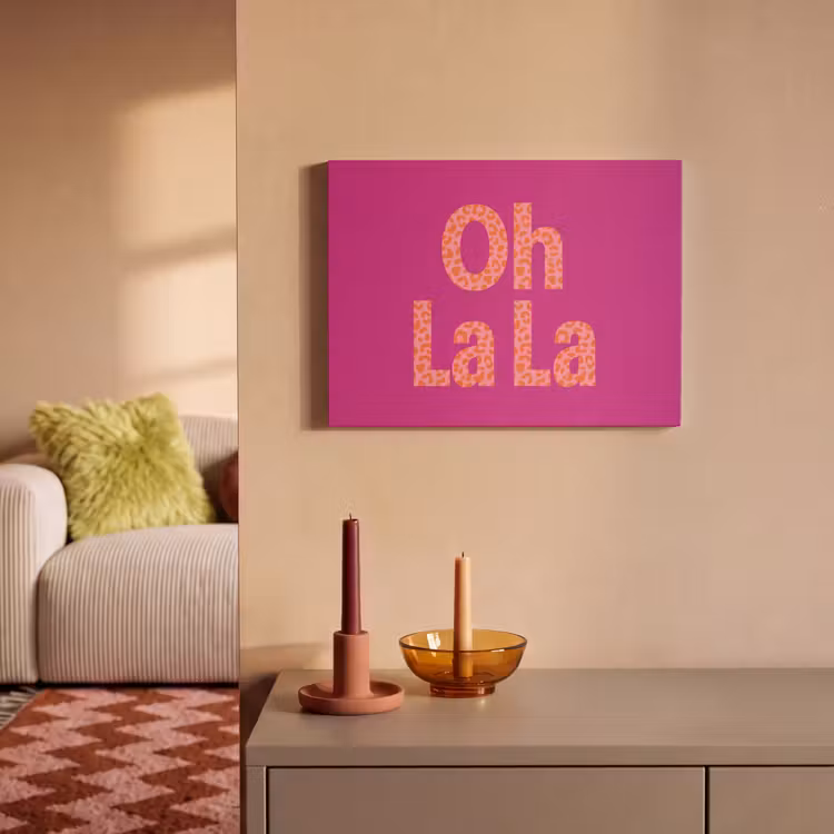 Akoestisch schilderij - Oh la la - Luipaardprint - Roze — 2