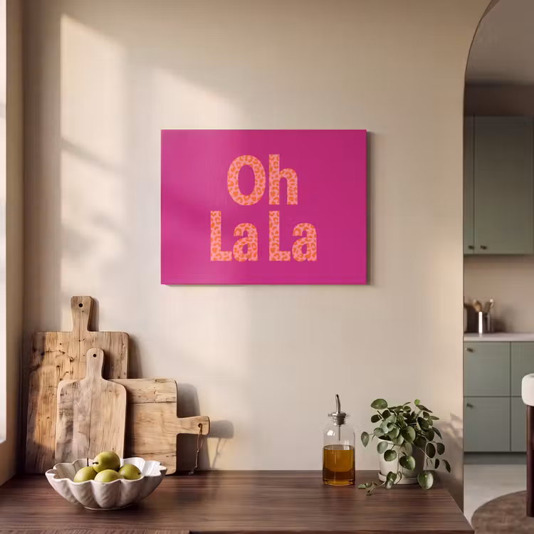Akoestisch schilderij - Oh la la - Luipaardprint - Roze — 3
