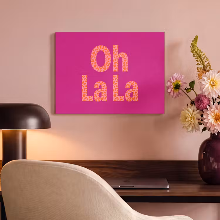 Akoestisch schilderij - Oh la la - Luipaardprint - Roze — 4