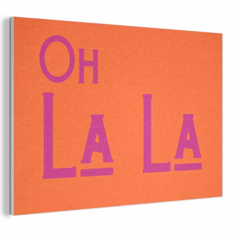 Akoestisch schilderij - Oh la la - Oranje - Roze - Scheeflettertype — 1