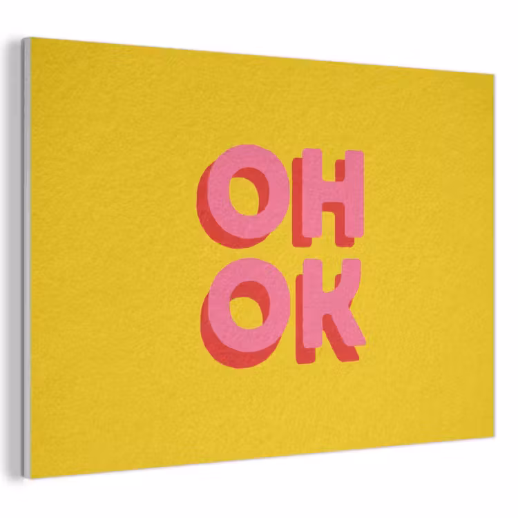Akoestisch schilderij - Oh ok - 3D - Geel - Roze — 1