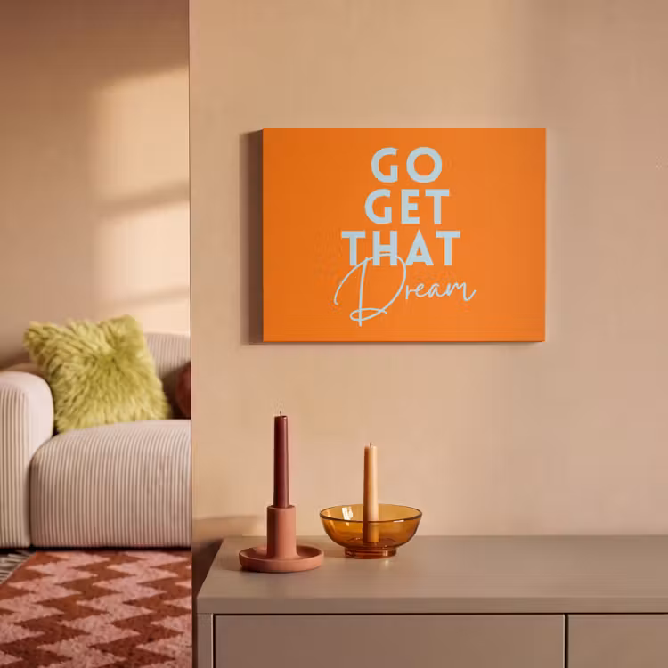 Akoestisch schilderij - Oranje - Blauw - Go get that dream — 2