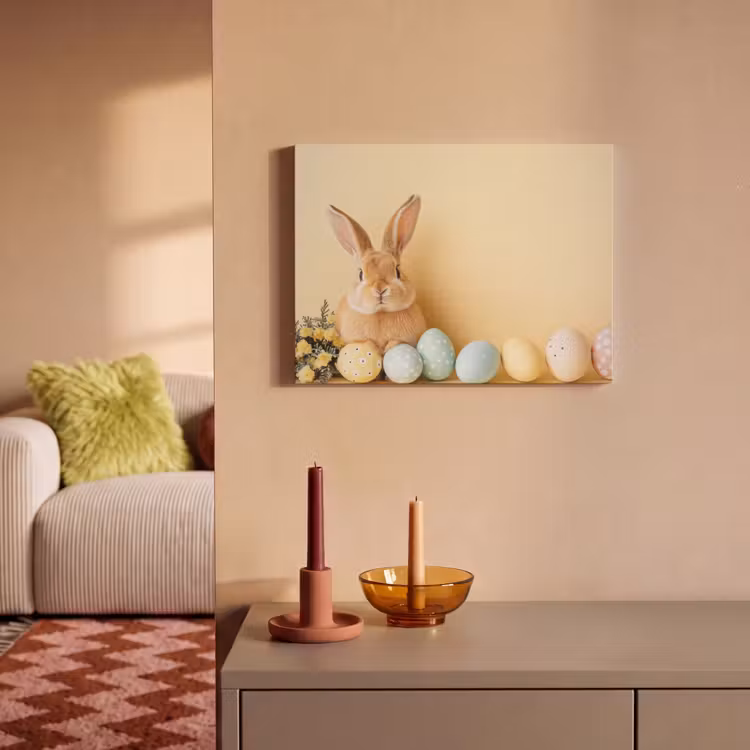 Akoestisch schilderij - Eieren - Konijn - Pasteltinten — 2
