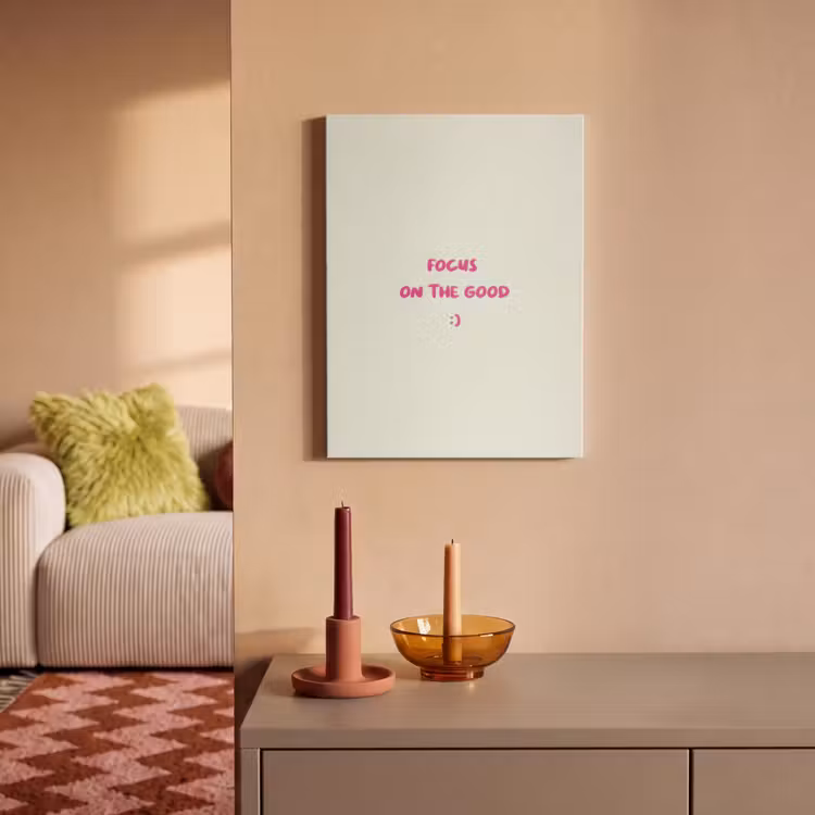 Akoestisch schilderij - Focus - Beige - Roze - Smiley — 2