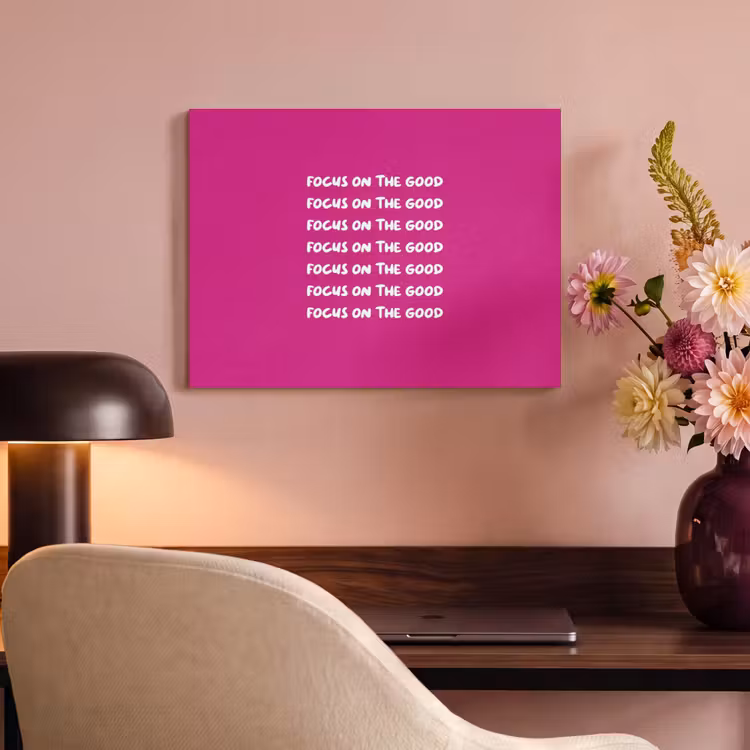 Akoestisch schilderij - Focus on the good - Roze - wit — 4