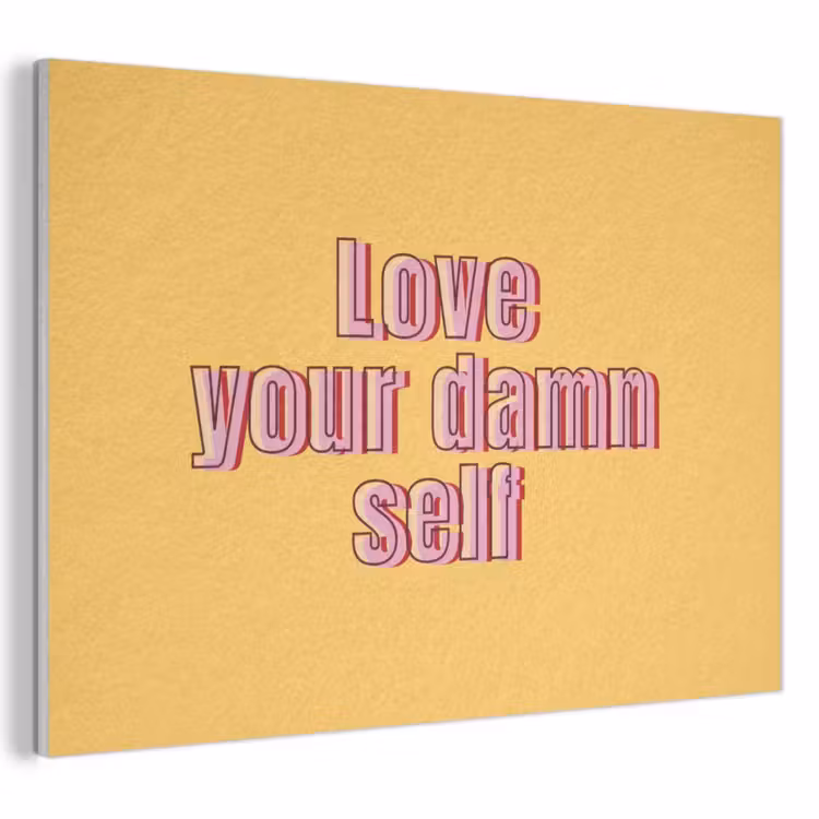 Akoestisch schilderij - Love yourself - Roze - Geel — 1