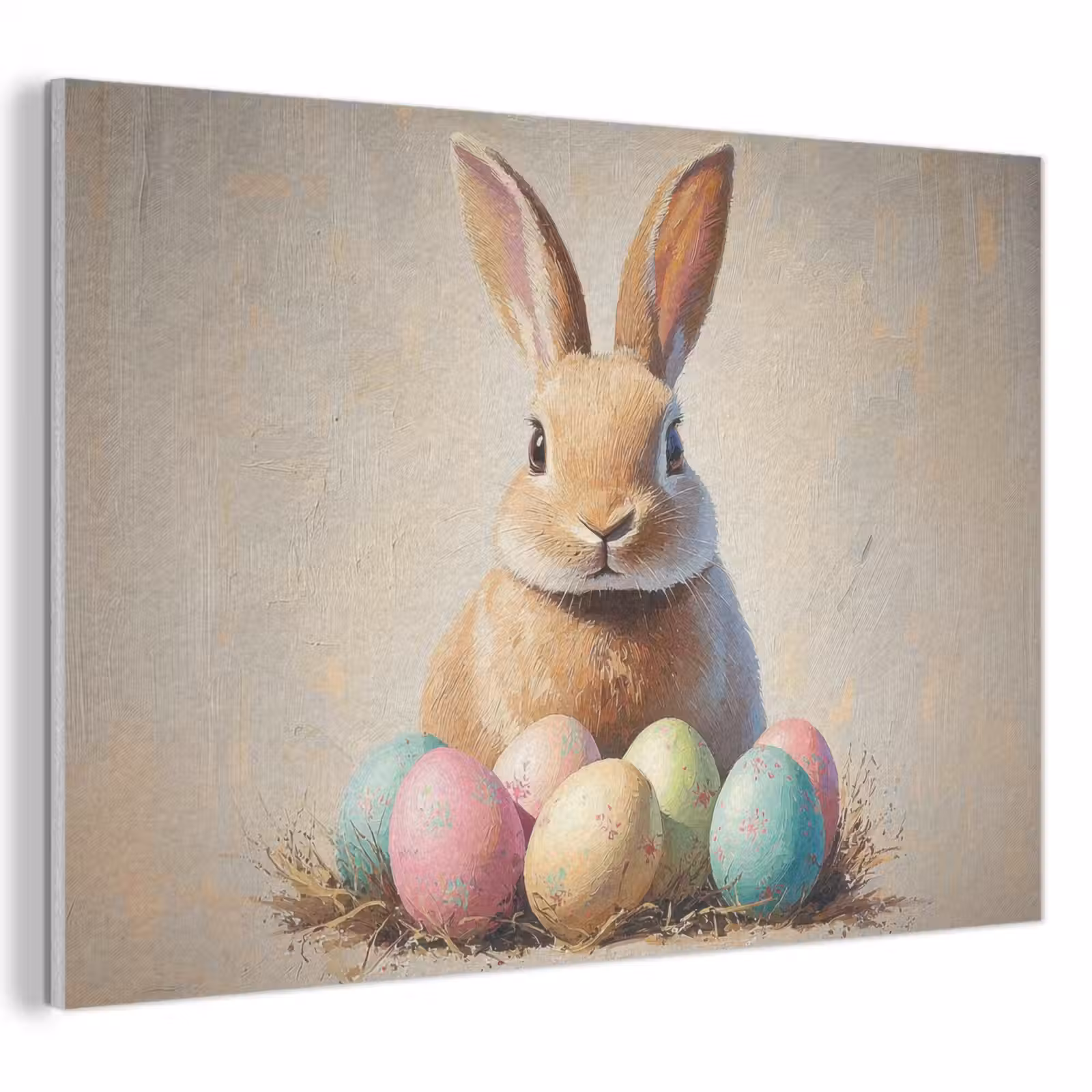 Akoestisch schilderij - Paashaas - Pastel - Eieren — 1