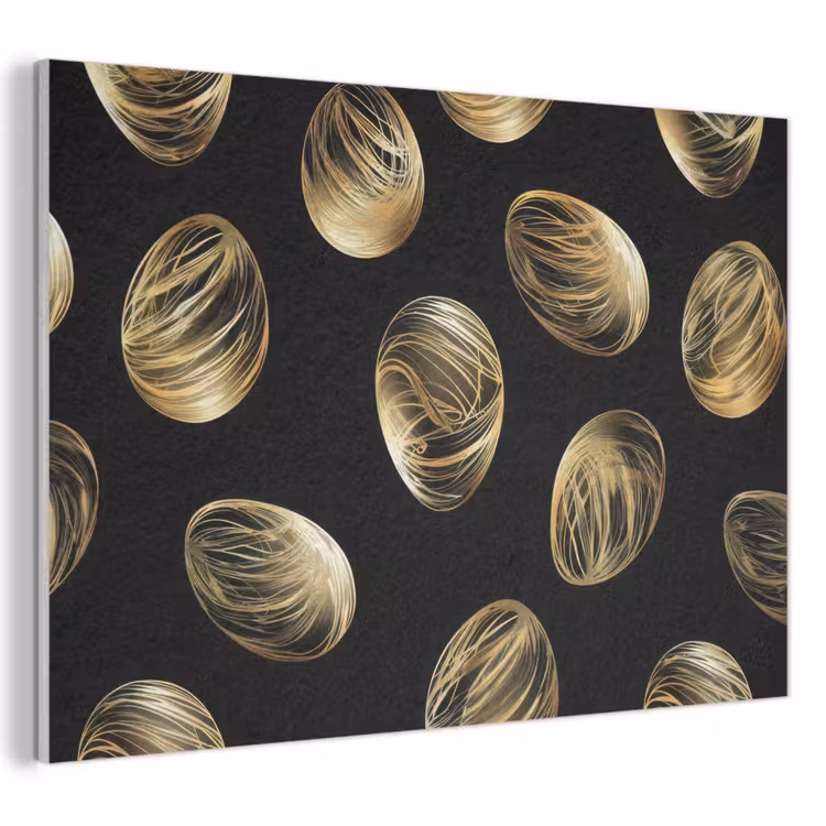 Akoestisch schilderij - Eieren - Goud - Patroon — 1