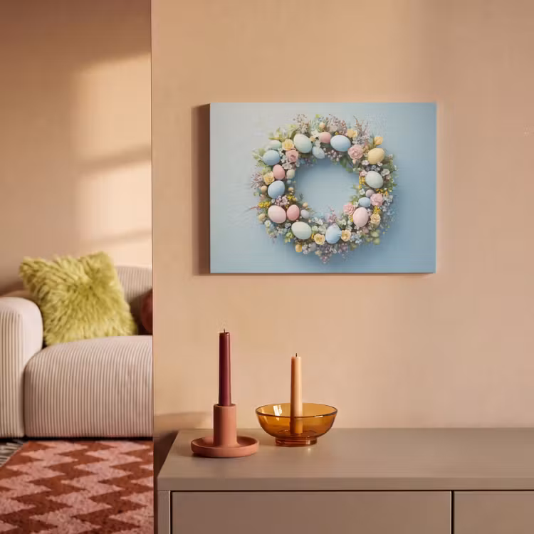 Akoestisch schilderij - Krans - Eieren - Bloemen — 2