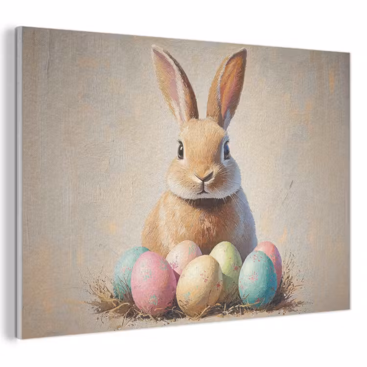 Akoestisch schilderij - Paashaas - Pastel - Eieren — 1