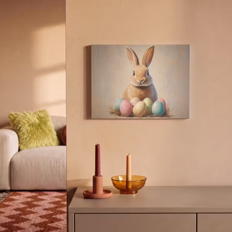 Akoestisch schilderij - Paashaas - Pastel - Eieren — 2