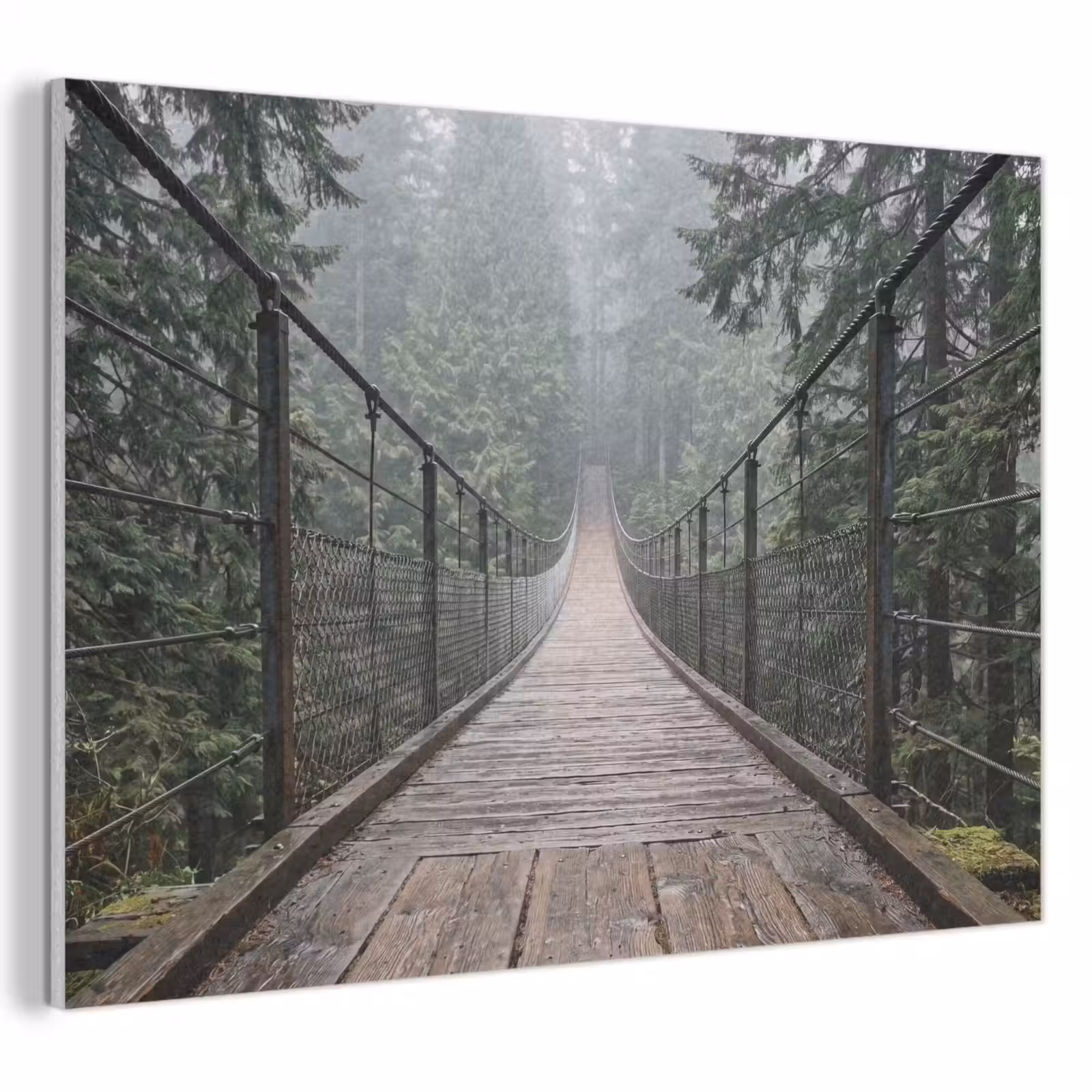 Akoestisch schilderij - Brug - Bos - Mist - Natuur — 1