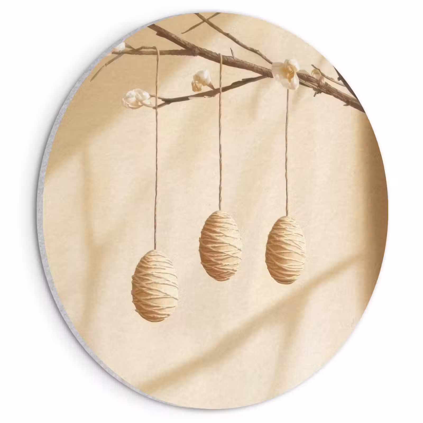 Akoestisch schilderij rond - Beige - Paastak - Eieren — 1