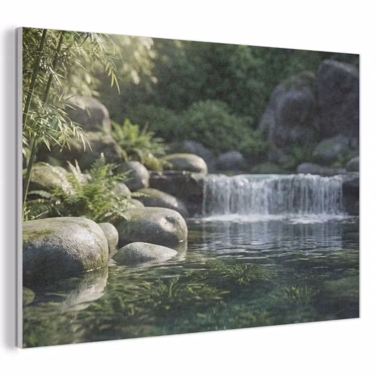 Akoestisch schilderij - Beek - Waterval - Natuur - Groen — 1