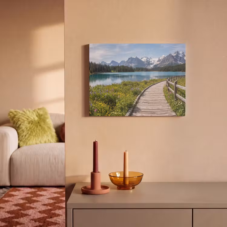 Akoestisch schilderij - Bergen - Meer - Landschap - Blauw — 2