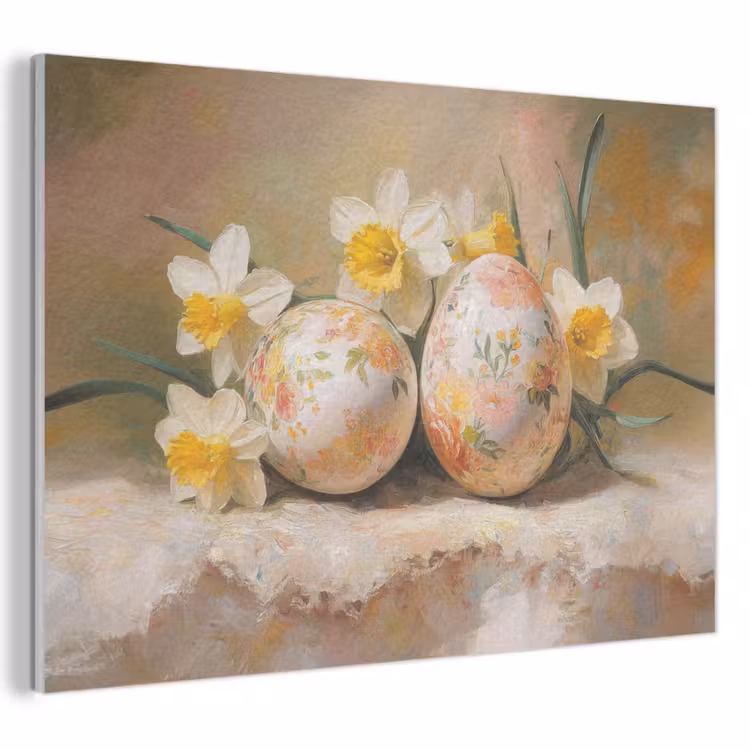 Akoestisch schilderij - Bloemen - Eieren - Geschilderd — 1