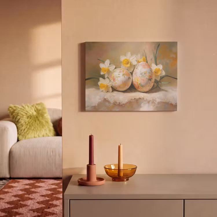 Akoestisch schilderij - Bloemen - Eieren - Geschilderd — 2