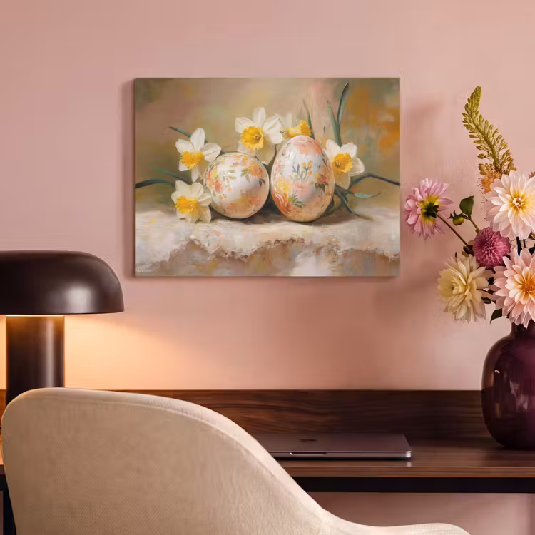 Akoestisch schilderij - Bloemen - Eieren - Geschilderd — 4