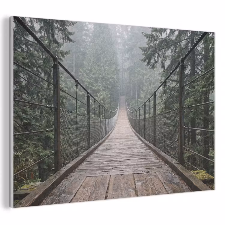 Akoestisch schilderij - Brug - Bos - Mist - Natuur — 1